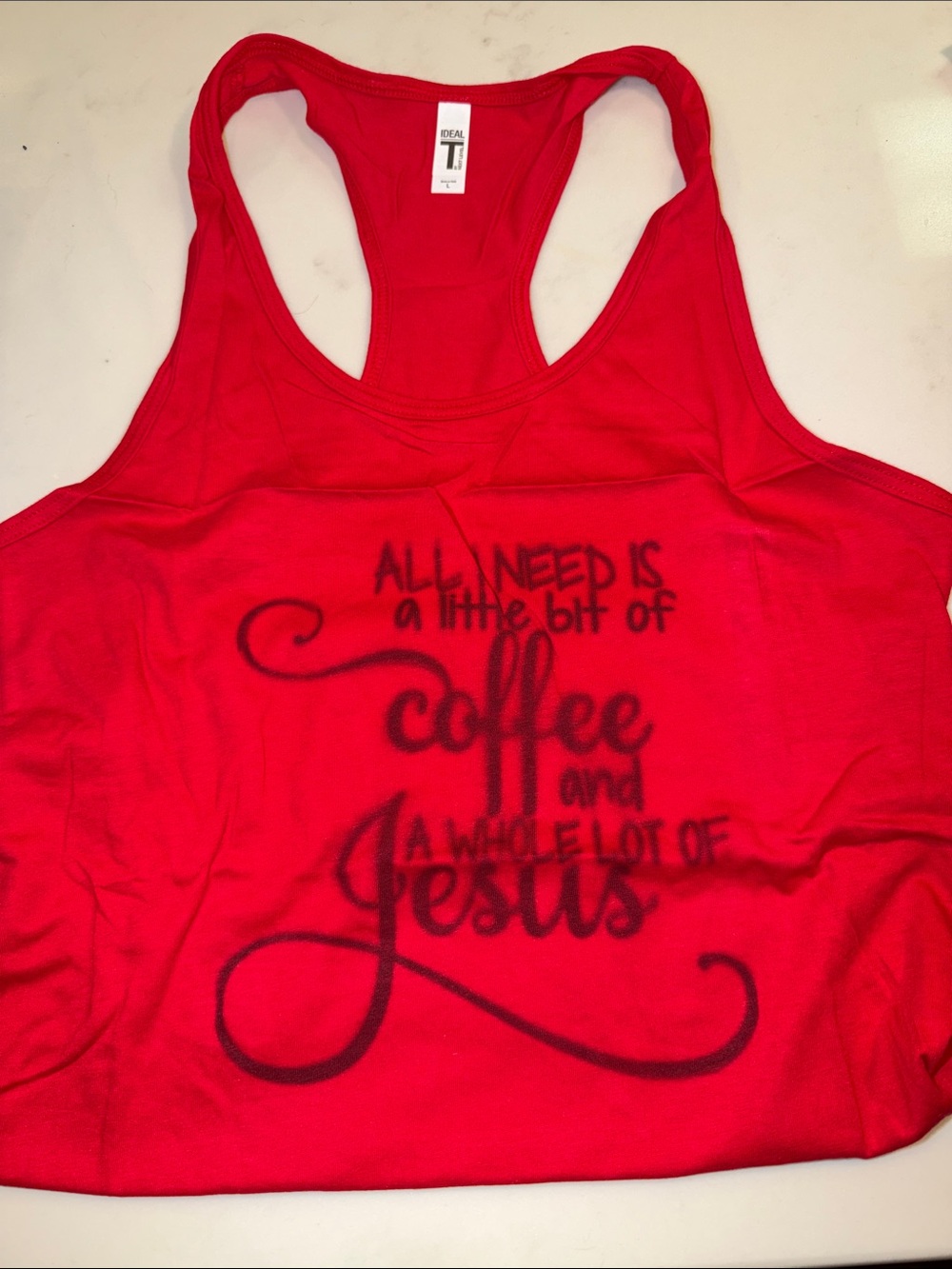 Red Graphic Racerback Tank Top - Coffee and Jesus
